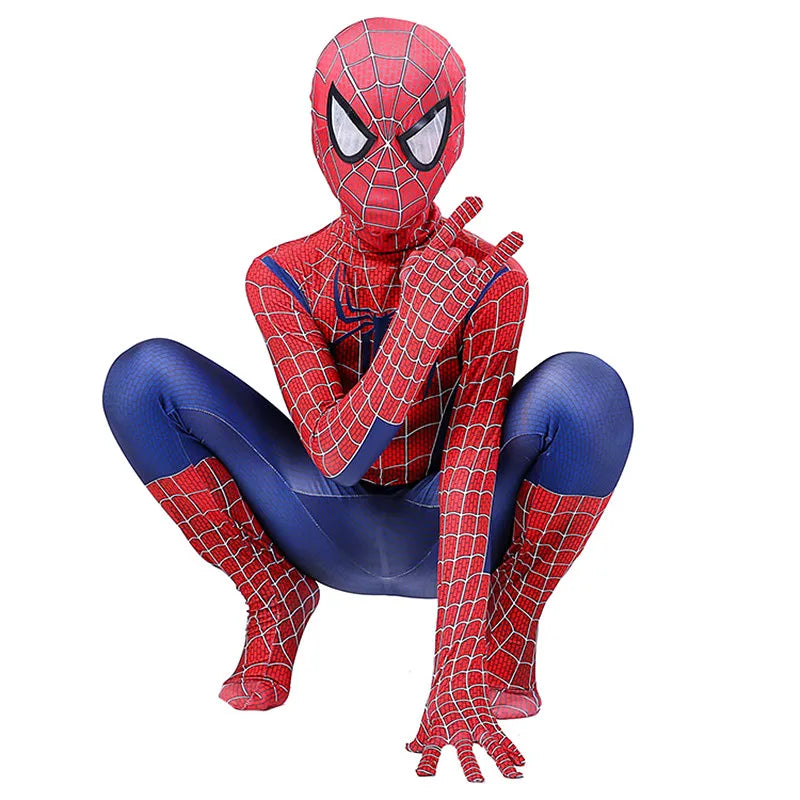 Child Superhero Costume Peter Parker Bodysuit Halloween Boys Girls Play Movie Fan Cosplay Fantasy Costume