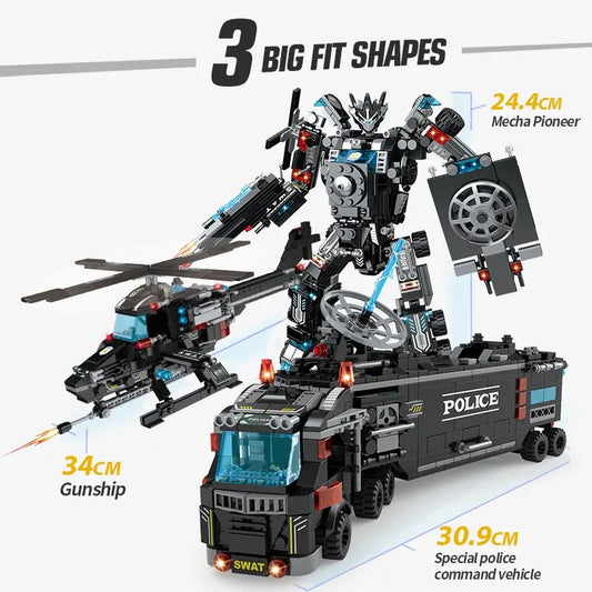 SWAT Police Station Truck Model Building Blocks City Machine Helicopter Car