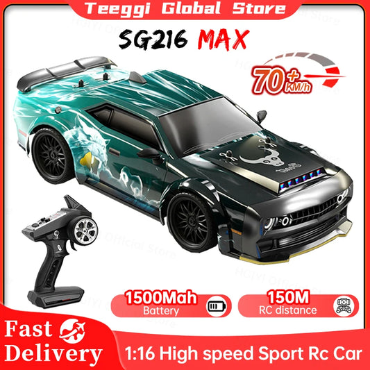 2.4G RC CAR With LED Light SG216 MAX/PRO 1:16 High Speed RC Off-Road Car 70KM/H 4WD Brushless Motor Remote Control Toys Kid Gift