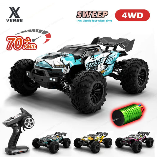 1:16 Brushless RC Car Off Road 4x4 High Speed 70Km/H 2.4G Remote Control Car with LED Drift Monster Truck Toys for Adults Kids