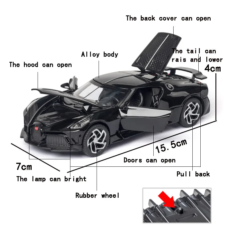 1:32 Bugatti La Voiture Noire Car model Metal Diecasts & Toy Vehicles alloy car Toy Global Limited Edition  children Boy toys