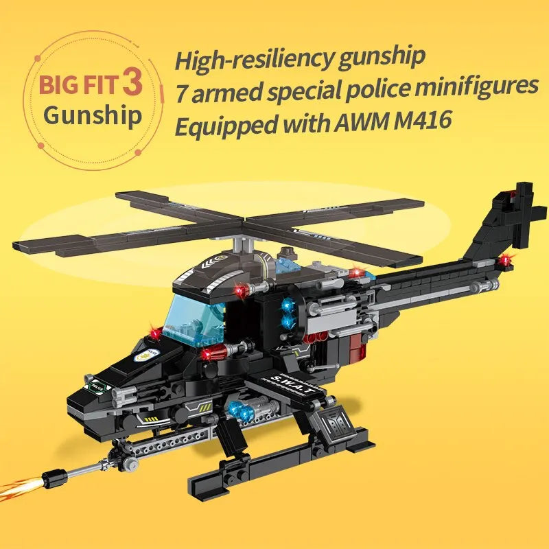 SWAT Police Station Truck Model Building Blocks City Machine Helicopter Car