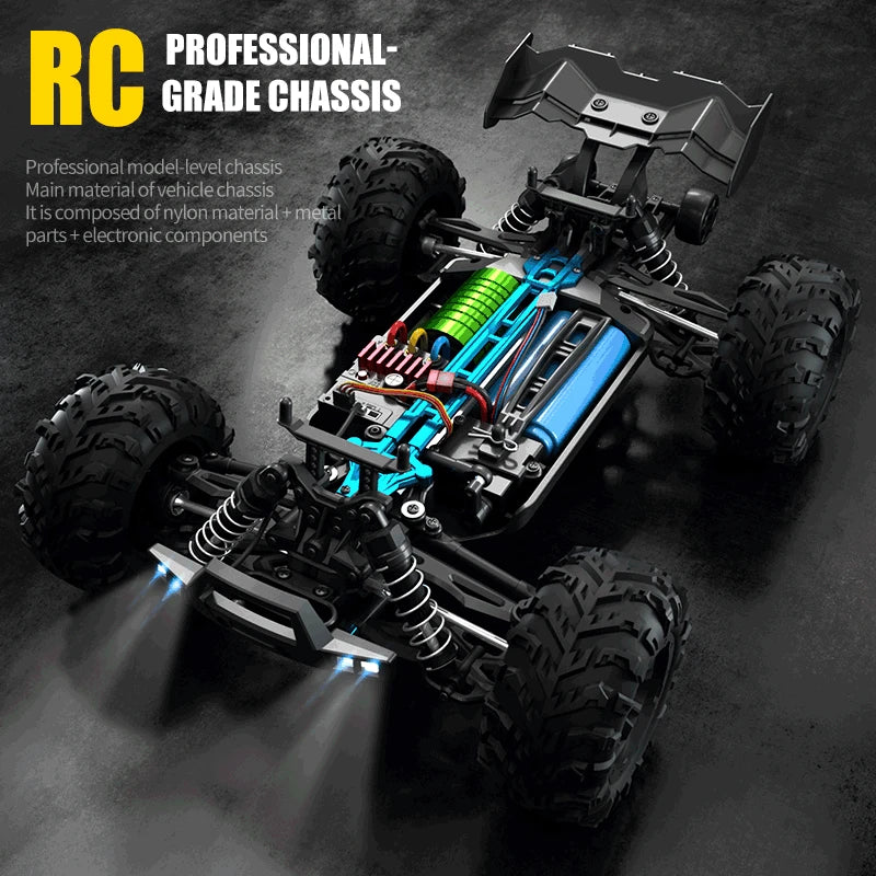 1:16 Brushless RC Car Off Road 4x4 High Speed 70Km/H 2.4G Remote Control Car with LED Drift Monster Truck Toys for Adults Kids